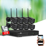 NNEDSZ CCTV Wireless Security Camera System 8CH Home Outdoor WIFI 8 Square Cameras Kit 1TB