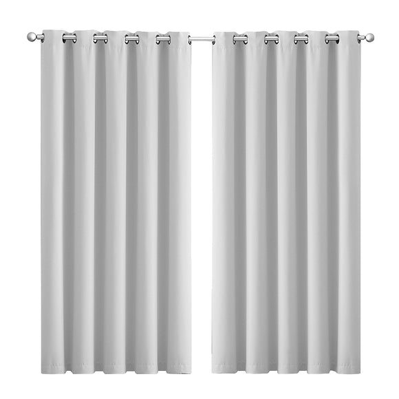 NNEIDS 2x Blockout Curtains Panels 3 Layers Eyelet Room Darkening 180x230cm Grey