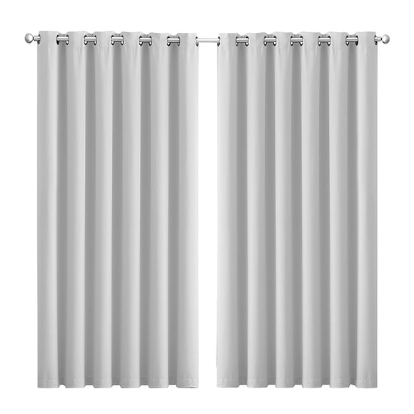 NNEIDS 2x Blockout Curtains Panels 3 Layers Eyelet Room Darkening 240x230cm Grey