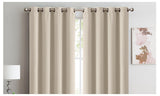 NNEDPE 2x 100% Blockout Curtains Panels 3 Layers Eyelet Beige 240x230cm