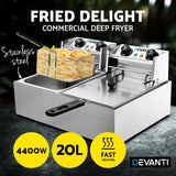 NNEDSZ Electric Twin Deep Fryer - Silver