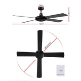 NNEDSZ 52 inch 1300mm Ceiling Fan Wall Control 4 Wooden Blades Cooling Fans Black