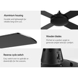 NNEDSZ 52 inch 1300mm Ceiling Fan Wall Control 4 Wooden Blades Cooling Fans Black