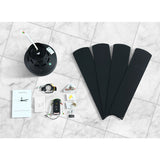 NNEDSZ 52 inch 1300mm Ceiling Fan Wall Control 4 Wooden Blades Cooling Fans Black
