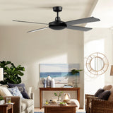 NNEDSZ 52 inch 1300mm Ceiling Fan Wall Control 4 Wooden Blades Cooling Fans Black