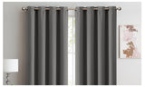 NNEDPE 2x 100% Blockout Curtains Panels 3 Layers Eyelet Charcoal 140x230cm