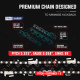 NNEMB 22 Premium 0.325 Pitch Commercial Chainsaw Chain Replacement