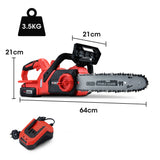 NNEMB 20V 12 Bar Cordless Chainsaw 4Ah Battery Electric Powered Oregon Lithium