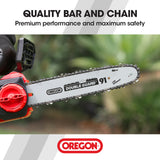 NNEMB 20V 12 Bar Cordless Chainsaw 4Ah Battery Electric Powered Oregon Lithium