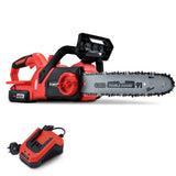 NNEMB 20V 12 Bar Cordless Chainsaw 4Ah Battery Electric Powered Oregon Lithium