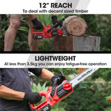 NNEMB 20V 12 Bar Cordless Chainsaw 4Ah Battery Electric Powered Oregon Lithium