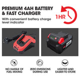 NNEMB 20V 12 Bar Cordless Chainsaw 4Ah Battery Electric Powered Oregon Lithium
