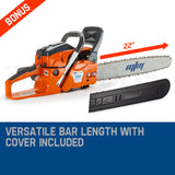 NNEMB Petrol Commercial Chainsaw 22 Bar Chain Saw E-Start Tree Pruning Top Handle