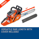 NNEMB Chainsaw Petrol Commercial 20 Bar E-Start Tree Pruning Chain Saw 4.1HP
