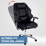 NNEDPE Faux Leather High Back Modern Reclining Executive Office Chair Black