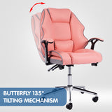 NNEDPE Faux Leather High Back Modern Reclining Executive Office Chair Pink