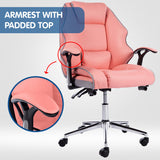 NNEDPE Faux Leather High Back Modern Reclining Executive Office Chair Pink