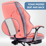NNEDPE Faux Leather High Back Modern Reclining Executive Office Chair Pink