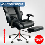 NNEDPE Faux Leather High Back Reclining Executive Office Chair w/ Stool Black