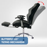 NNEDPE Faux Leather High Back Reclining Executive Office Chair w/ Stool Black