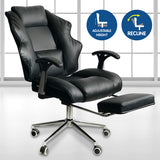 NNEDPE Faux Leather High Back Reclining Executive Office Chair w/ Stool Black