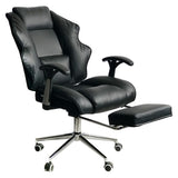 NNEDPE Faux Leather High Back Reclining Executive Office Chair w/ Stool Black