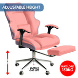 NNEDPE Faux Leather High Back Reclining Executive Office Chair w/ Stool Pink