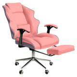NNEDPE Faux Leather High Back Reclining Executive Office Chair w/ Stool Pink