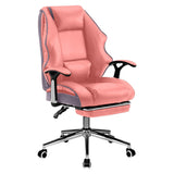 NNEDPE Faux Leather High Back Reclining Executive Office Chair w/ Stool Pink