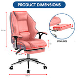 NNEDPE Faux Leather High Back Reclining Executive Office Chair w/ Stool Pink
