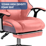 NNEDPE Faux Leather High Back Reclining Executive Office Chair w/ Stool Pink