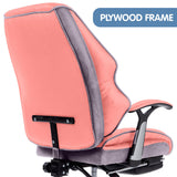 NNEDPE Faux Leather High Back Reclining Executive Office Chair w/ Stool Pink