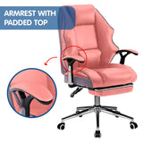 NNEDPE Faux Leather High Back Reclining Executive Office Chair w/ Stool Pink