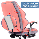 NNEDPE Faux Leather High Back Reclining Executive Office Chair w/ Stool Pink