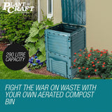 NNEMB 290L Aerated Compost Bin Food Waste Garden Recycling Composter Green
