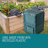 NNEMB 290L Aerated Compost Bin Food Waste Garden Recycling Composter Green