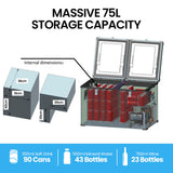 NNEMB 75L Dual Zone Portable Fridge / Freezer-SECOP Compressor-for Camping-Car-Caravan