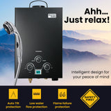 NNEMB Portable Gas Outdoor Camping Hot Water Heater System-with 12V Pump-Shower Head-Black