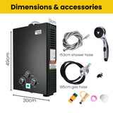 NNEMB Portable Gas Outdoor Camping Hot Water Heater System-with 12V Pump-Shower Head-Black