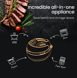 NNEMB 10L Electric Digital Air Fryer with Rotisserie-Rotating Fry Basket-Rack and Tongs-White