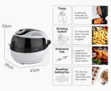 NNEMB 10L Electric Digital Air Fryer with Rotisserie-Rotating Fry Basket-Rack and Tongs-White