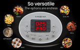 NNEMB 10L Electric Digital Air Fryer with Rotisserie-Rotating Fry Basket-Rack and Tongs-White