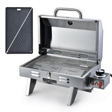 NNEMB Portable Gas BBQ with Stainless Steel Grill and a Reversible Cast Iron Plate