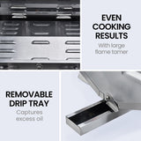 NNEMB Portable Gas BBQ with Stainless Steel Grill and a Reversible Cast Iron Plate