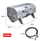 NNEMB Portable Gas BBQ with Stainless Steel Grill and a Reversible Cast Iron Plate