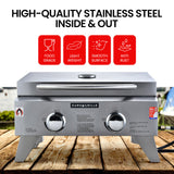 NNEMB 2-Burner Stainless Steel Portable Gas BBQ Grill