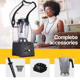 NNEMB Commercial Blender Quiet Enclosed Processor Smoothie Cafe Mixer Fruit