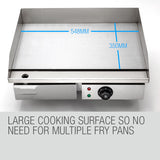 NNEMB Commercial Electric Flat Griddle Large 55x45cm 10A Countertop