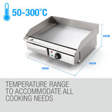 NNEMB Commercial Electric Flat Griddle Large 55x45cm 10A Countertop
