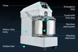NNEMB Commercial 10L 900W Spiral Dough Mixer Machine